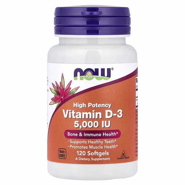 NOW Foods Vitamin D3 5000-IU 120 Softgels